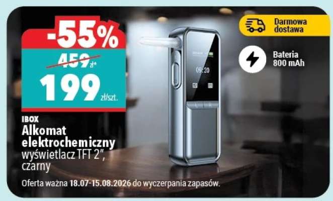 Alkomat elektrochemiczny wyświetlacz TFT 2”, czarny