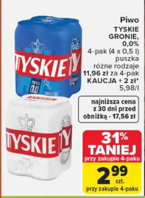 Piwo TYSKIE GRONIE, 0,0%