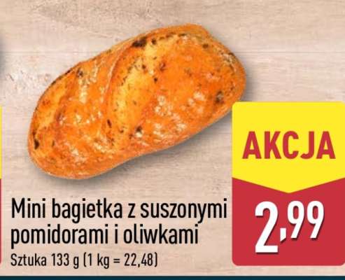 Mini bagietka z suszonymi pomidorami i oliwkami
