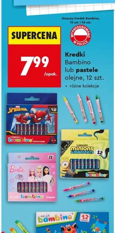 Kredki Bambino lub pastele olejne, 12 szt.