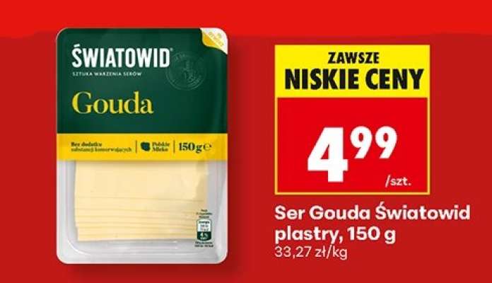 Ser Gouda Światowid plastry, 150 g