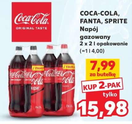 COCA-COLA, FANTA, SPRITE Napój gazowany 2 x 2 l opakowanie