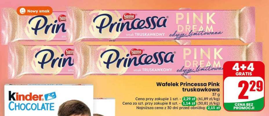 Wafelek Princessa Pink truskawkowa