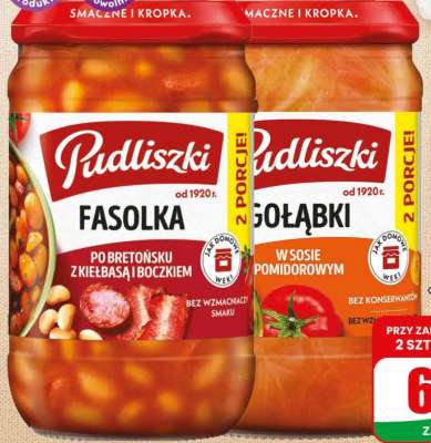 Pudliszki Fasolka po bretońsku z kiełbasą i boczkiem