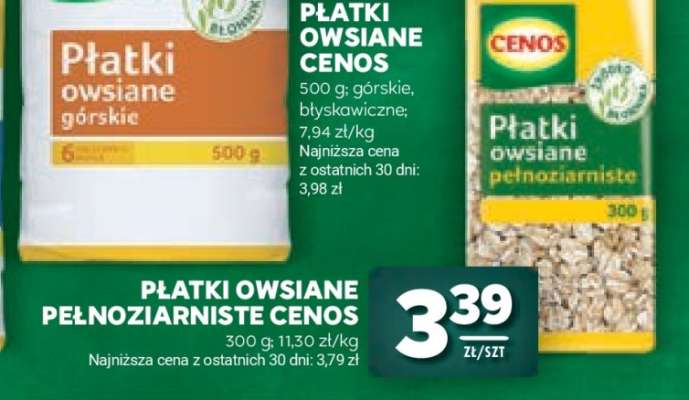 Płatki owsiane pełnoziarniste Cenos