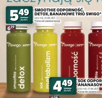 SMOOTHIE ODPORNOŚĆ, DETOX, BANANOWE TRIO SWIGO
