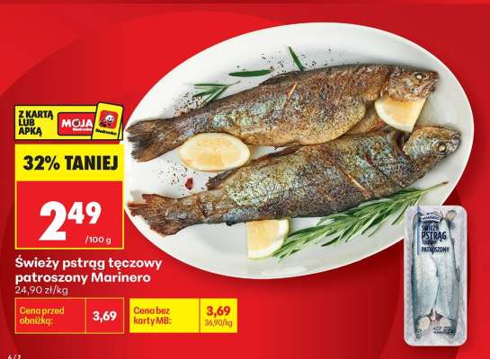 Świeży pstrąg tęczowy patroszony Marinero