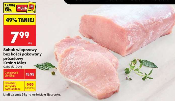 Schab wieprzowy bez kości pakowany próżniowy Kraina Mięs