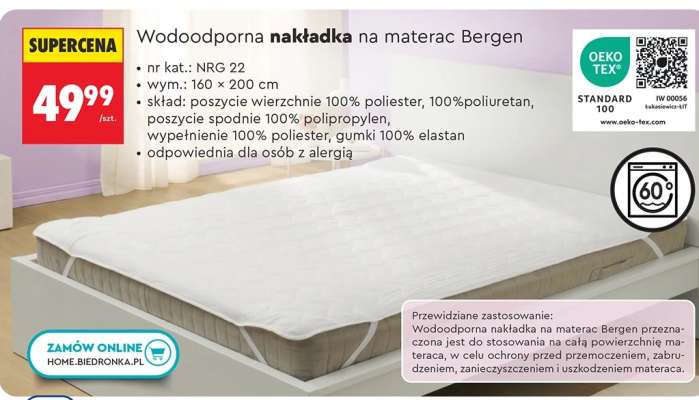 Wodoodporna nakładka na materac Bergen