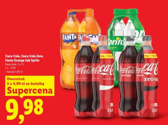 Coca-Cola, Coca-Cola Zero, Fanta Orange lub Sprite
