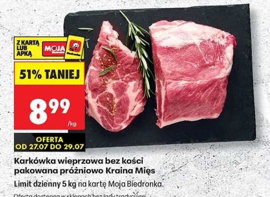 Karkówka wieprzowa bez kości pakowana próżniowo Kraina Mięs