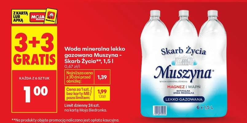 Woda mineralna lekko gazowana Muszyna Skarb Życia, 1,5 l