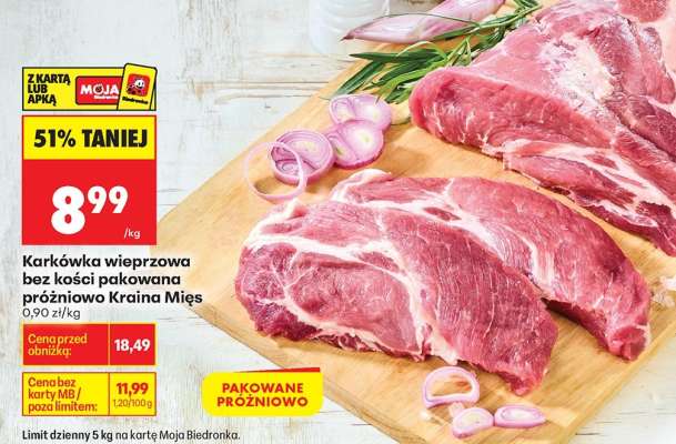 Karkówka wieprzowa bez kości pakowana próżniowo Kraina Mięs