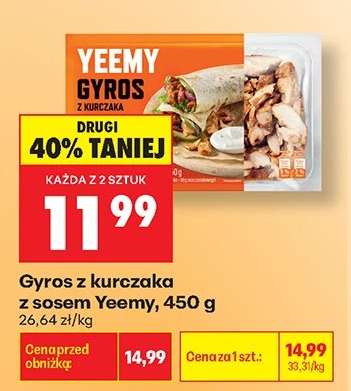 Gyros z kurczaka z sosem Yeemy 450 g