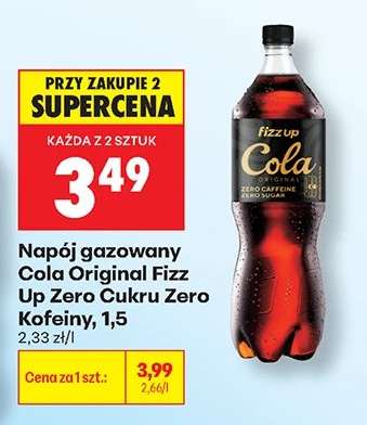 Napój gazowany Cola Original Fizz Up Zero Cukru Zero Kofeiny, 1,5
