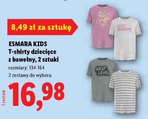 ESMARA KIDS T-shirty dziecięce z bawełny, 2 sztuki