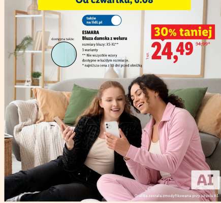 ESMARA Bluza damska z weluru