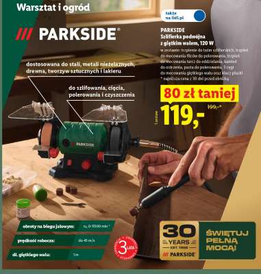 Parkside Szlifierka podwójna z giętkim wałem, 120 W