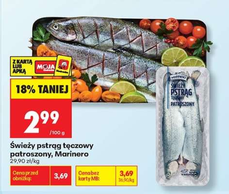 Świeży pstrąg tęczowy patroszony Marinero