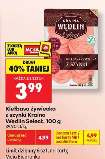 Kiełbasa żywiecka z szynki Kraina Wędlin Select , 100 g