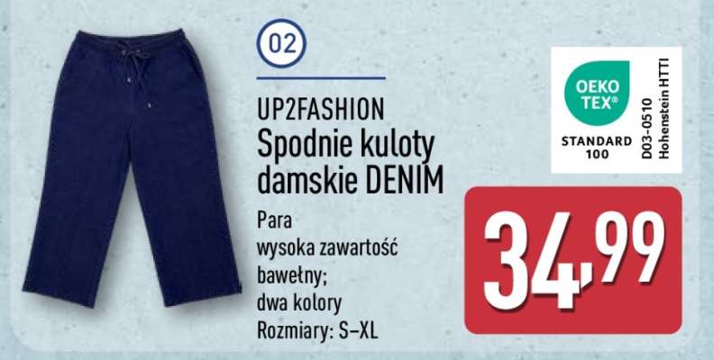 UP2FASHION Spodnie kuloty damskie DENIM