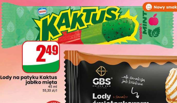 Lody na patyku Kaktus jabłko mięta