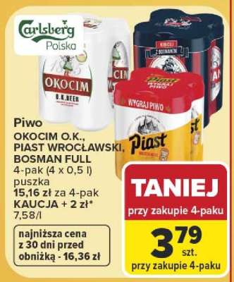 Piwo OKOCIM O.K., PIAST WROCŁAWSKI, BOSMAN FULL