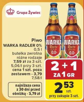 Piwo Warka Radler 0%