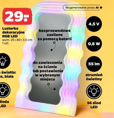 Lusterko dekoracyjne RGB LED
