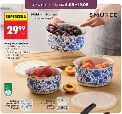 Miski emaliowane z pokrywkami