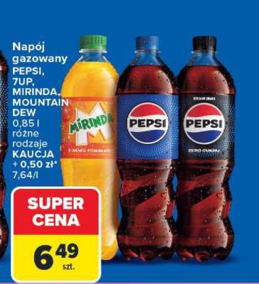 Napój gazowany PEPSI, 7UP, MIRINDA, MOUNTAIN DEW