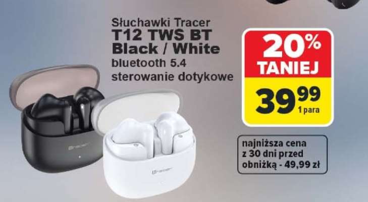 Słuchawki Tracer T12 TWS BT Black / White