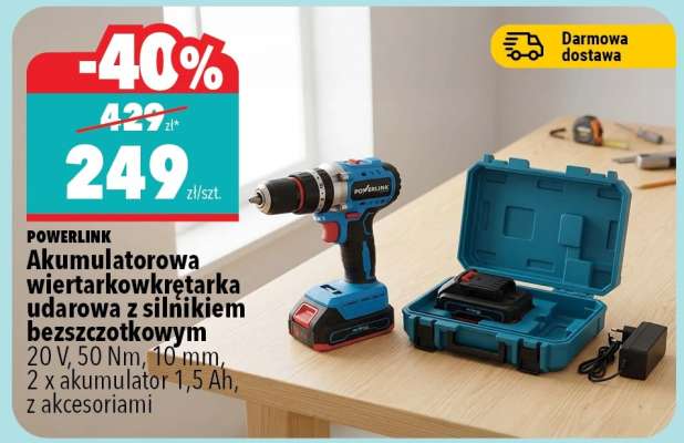 POWERLINK Akumulatorowa wiertarkowkrętarka udarowa z silnikiem bezszczotkowym
