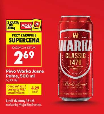 Piwo Warka Jasne Pełne , 500 ml