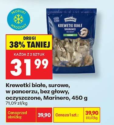 Krewetki białe surowe , w pancerzu , bez głowy oczyszczone , Marinero 450 g