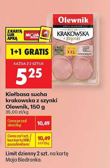 Kiełbasa sucha krakowska z szynki Olewnik 150 g
