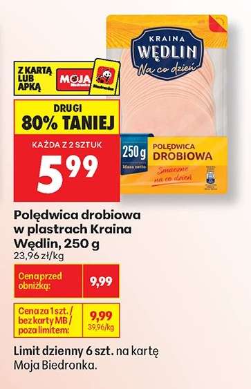 Polędwica drobiowa w plastrach Kraina Wędlin, 250 g
