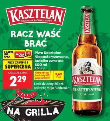 Piwo Kasztelan Niepasteryzowane, butelka zwrotna 500 ml