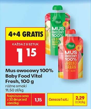Mus owocowy 100 % Baby Food Vital Fresh , 100 g