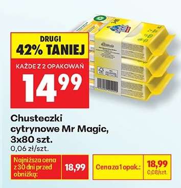 Chusteczki cytrynowe Mr Magic, 3x80 szt.