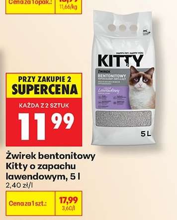Żwirek bentonitowy Kitty o zapachu lawendowym, 5 l