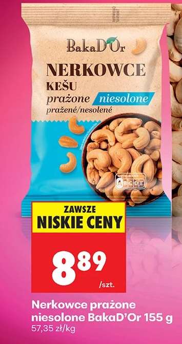 Nerkowce prażone niesolone BakaD’Or 155 g