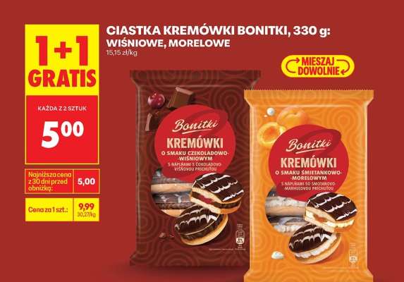 CIASTKA KREMÓWKI BONITKI, 330 g: WIŚNIOWE, MORELOWE