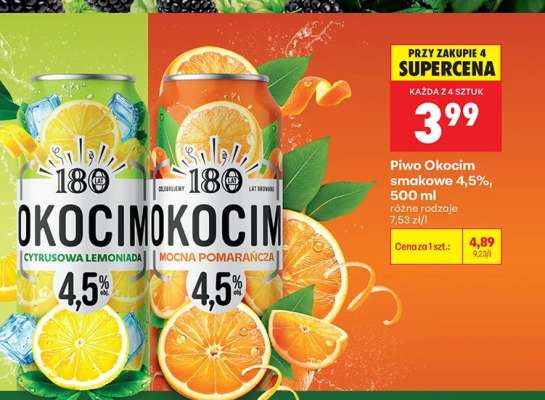 Piwo Okocim smakowe 4,5%, 500 ml