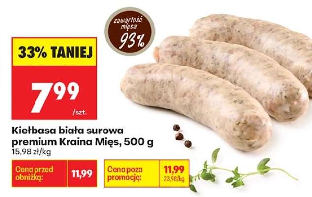 Kielbasa biała surowa premium Kraina Mięs 500 g