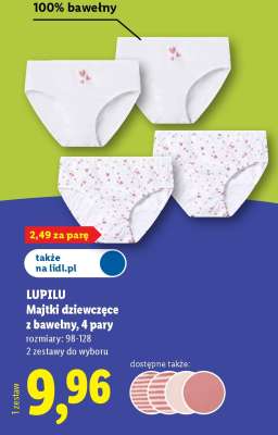 Lupilu Majtki dziewczęce z bawełny, 4 pary