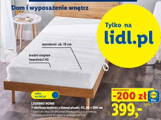 LIVARNO HOME 7-strefowy materac z zimnej pianki, H2, 90 x 200 cm