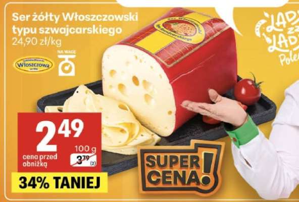 Ser żółty Włoszczowski typu szwajcarskiego