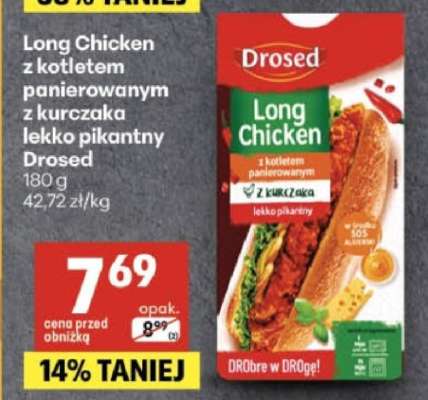 Long Chicken z kotletem panierowanym z kurczaka lekko pikantny Drosed