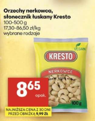 Orzechy nerkowca, słonecznik łuskany Kresto